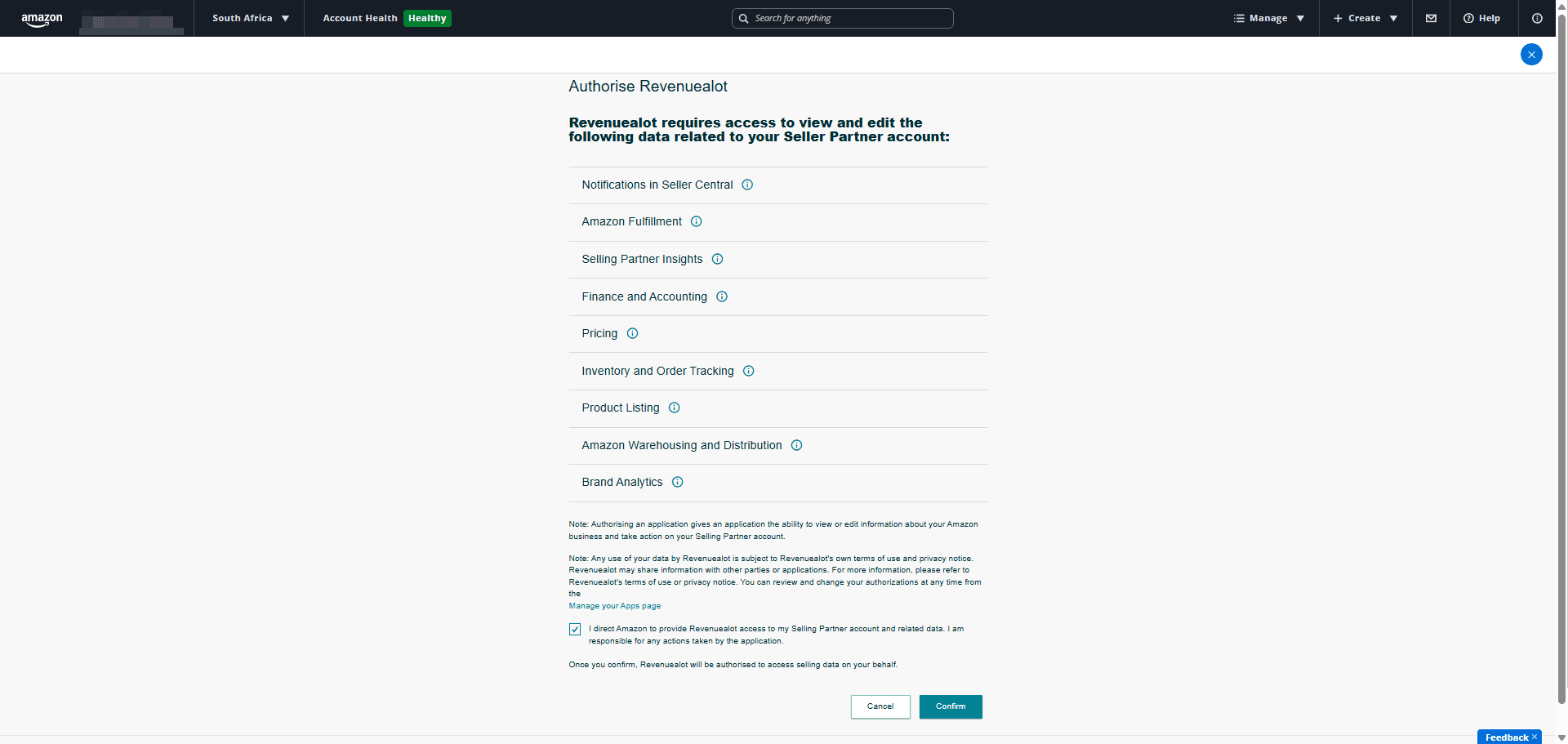 Amazon Authorization Page