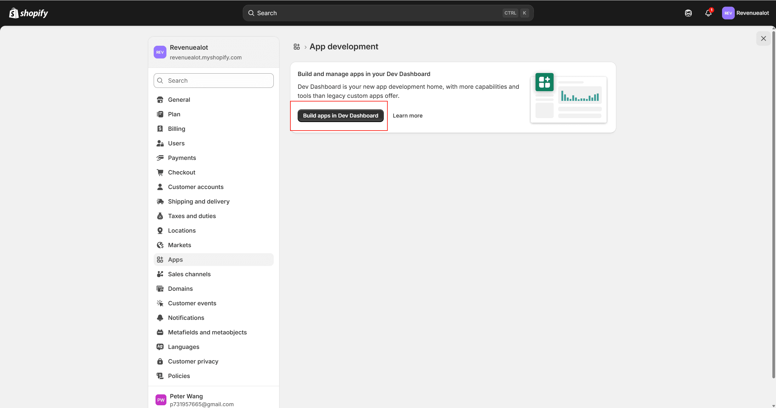 Build apps in Dev Dashboard
