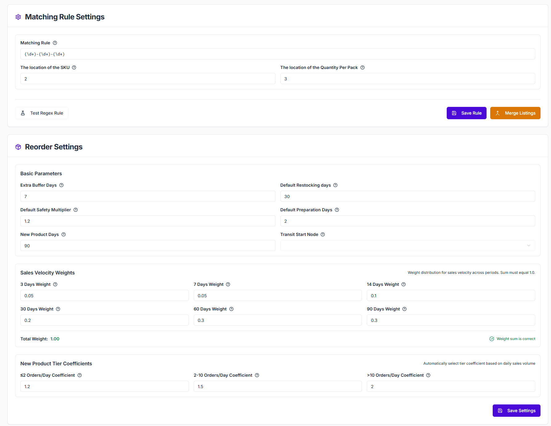 Replenishment Settings Overview