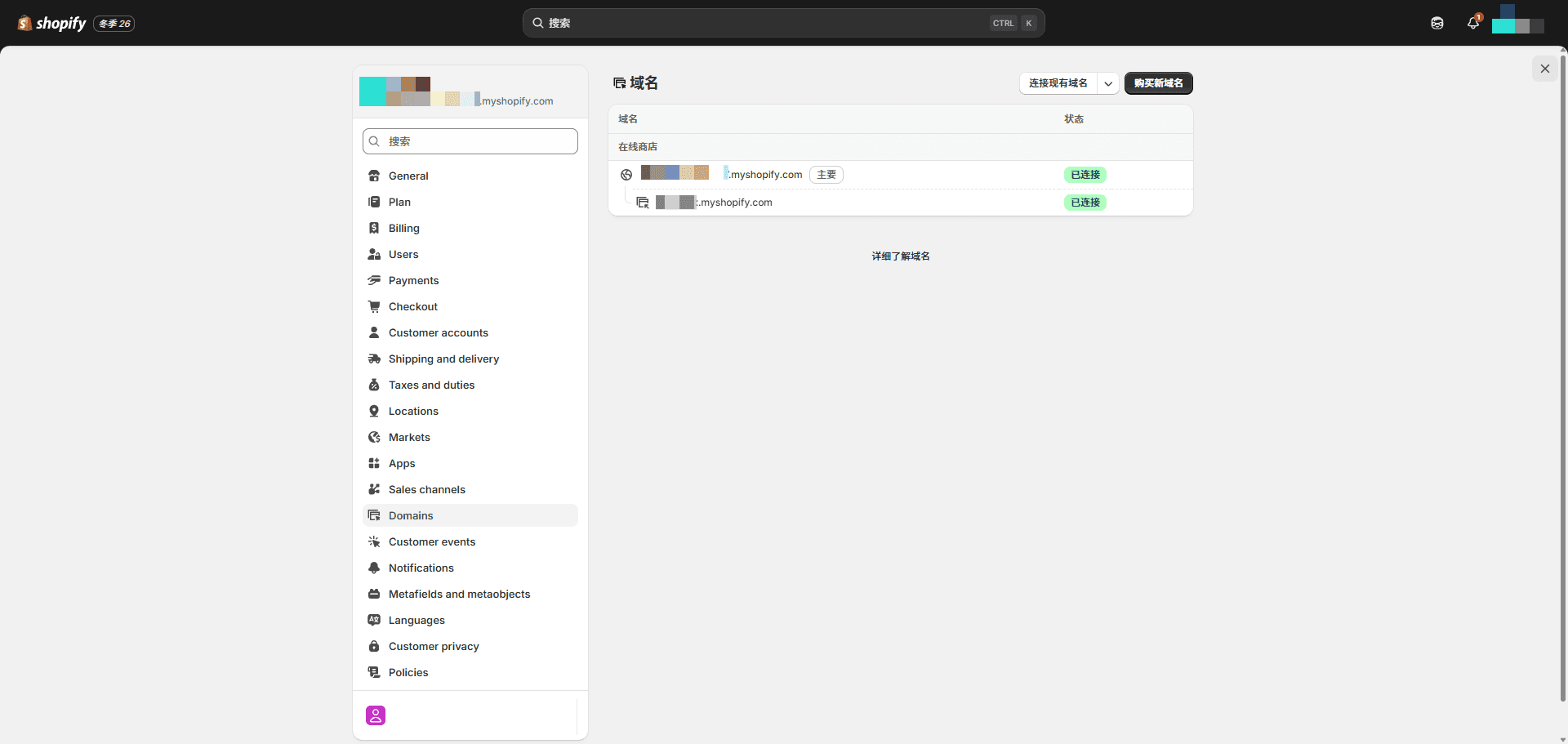 Shopify 域名示例